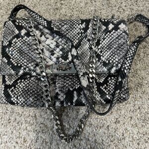 Aldo Black and White Snake Print Bag